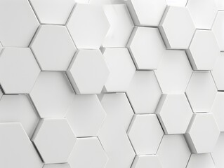 Fototapeta na wymiar 3D render, abstract white background with hexagon pattern for technology concept 