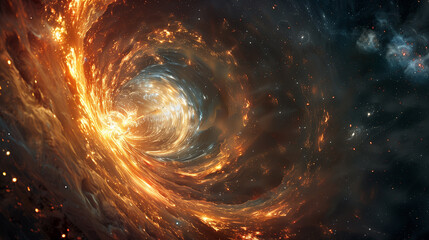 Obraz premium Swirling Vortex of Colors with Subtle Chalice and Host Inspired by Nebulae and Galaxies