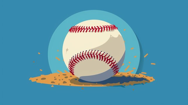 recommend clip art: Baseball flat design front view, classic theme, cartoon drawing, Triadic color scheme