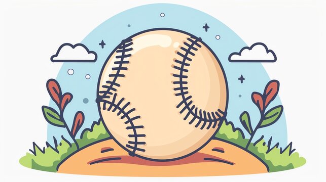 recommend clip art: Baseball flat design front view, classic theme, cartoon drawing, Triadic color scheme
