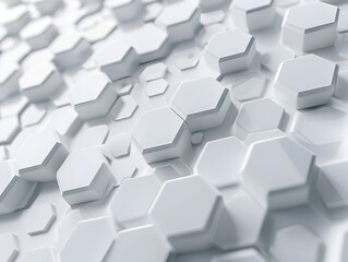 3D render, abstract white background with hexagon pattern for technology concept
