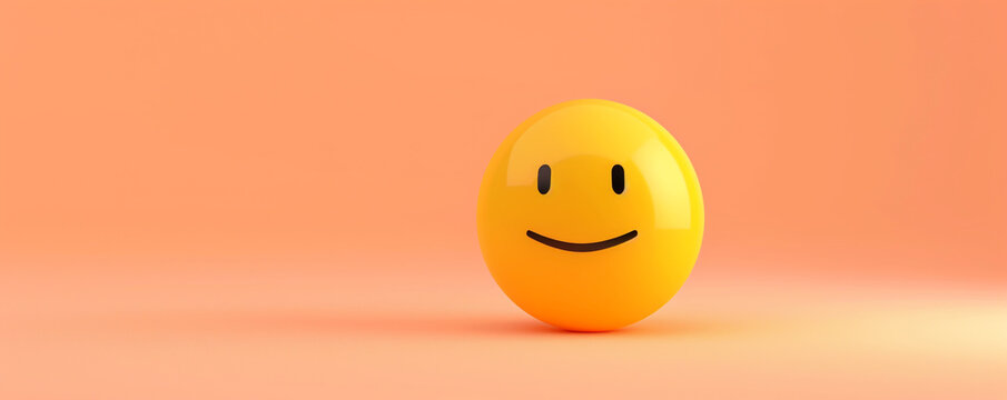 Naklejki A minimalist 3D  of a single yellow grateful emoji on a solid peach background.