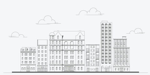 Vector Buildings Cityscape Outline design Illustration