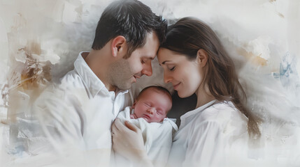 A newborn baby boy and his parents