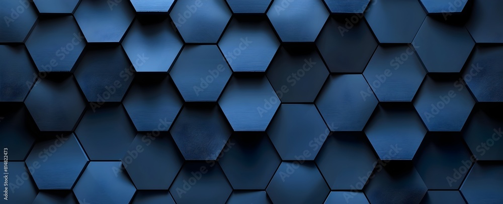 Poster 3d render of dark blue abstract background with hexagon pattern