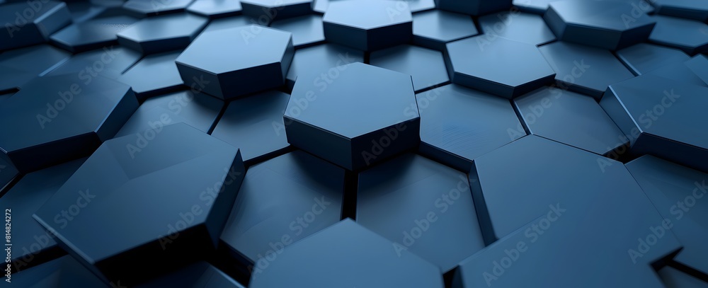 Poster 3d render of dark blue abstract background with hexagon pattern