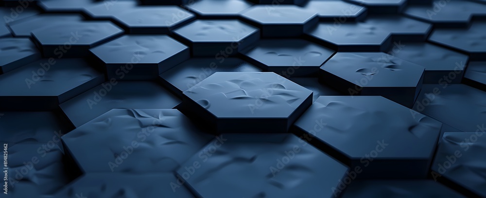 Poster 3d render of dark blue abstract background with hexagon pattern