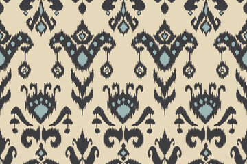 Ikat paisley embroidery on the fabric in Indonesia,India and asian countries.geometric ethnic oriental seamless pattern.Aztec style. illustration.design for texture,fabric,clothing,wrapping,textile