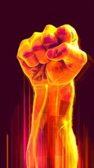 A mans fist soaring through the air with energy and strength