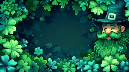 Design a whimsical St. Patricks Day background with a magical forest glade, where fairies, leprechauns, and woodland creatures gather to