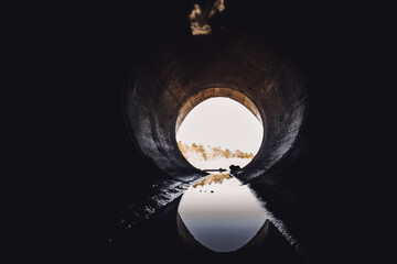 Mysterious Tunnel  culvert Reflection in Water