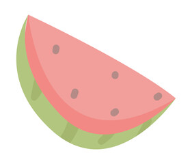 Watermelon slice in flat design. Healthy organic juicy food, fresh fruit. Vector illustration isolated.
