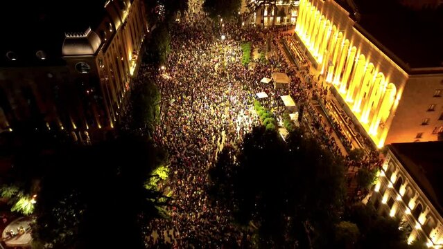 Tbilisi, Georgia: May  2024 year The rally on Rustaveli Avenue, the slogan of the rally is not against the Russian law