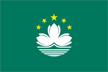 Macau or Macao official flag vector with standard size and proportion. National flag emblem with accurate size and colors.