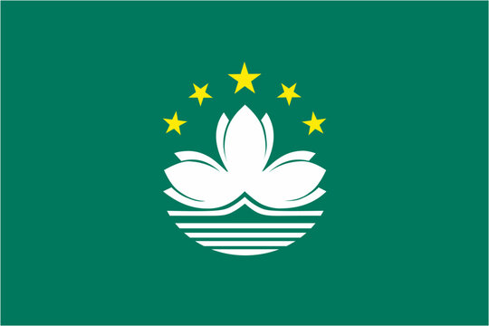 Macau or Macao official flag vector with standard size and proportion. National flag emblem with accurate size and colors.