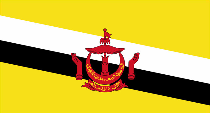 Brunei official flag vector with standard size and proportion. National flag emblem with accurate size and colors.