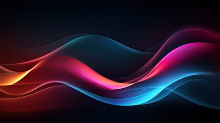 Dark abstract curve and wavy background with gradient and color, Glowing waves in a dark background