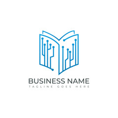 Book digital circuit wire connect vector logo