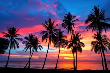 Beautiful Bright Sunset on a Tropical Paradise Beach