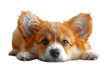 red fox terrier puppy on white transparent background