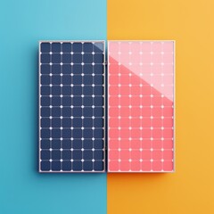Blue and Pink Solar Panels, Split Color Background
