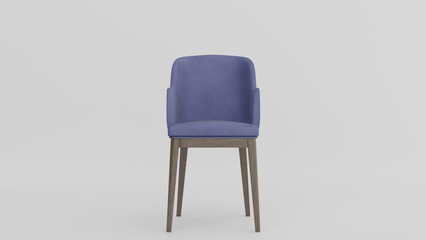 a blue chair with a wooden frame and a seat