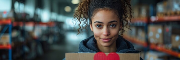 female American merchant packaging orders for shipment at her online store