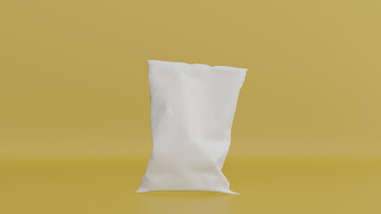 a white bag of food sitting on a yellow surface