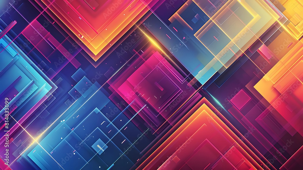 Poster abstract background with multicolored squares and lines