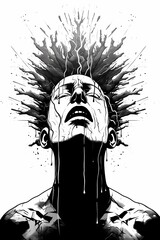 illustration of a man with blood splashes on his head