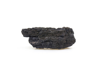 Natural wood charcoal, traditional charcoal or hardwood charcoal isolated on white background. For heating food in cooking.  cosmetics. deodorant in the refrigerator. Activated Carbon. BBQ.