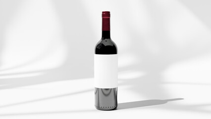 a bottle of wine with a blank label on it