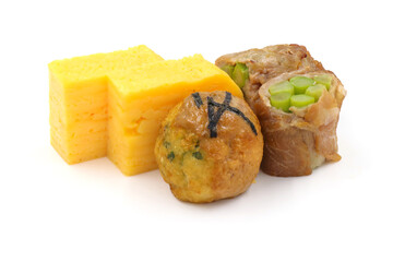 Japanese style food on a white background