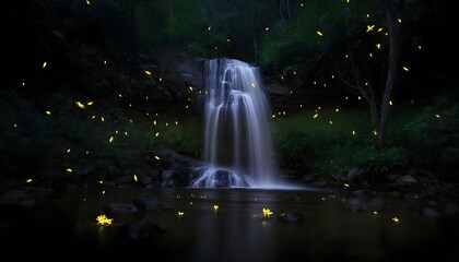 A cascading waterfall illuminated by the light of upscaled_3