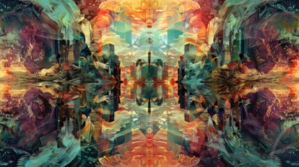 Mirrored dreamscape with shifting perspectives