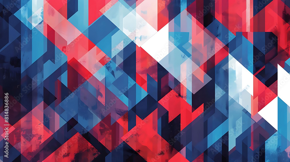Poster abstract geometric pattern with red and blue color combination