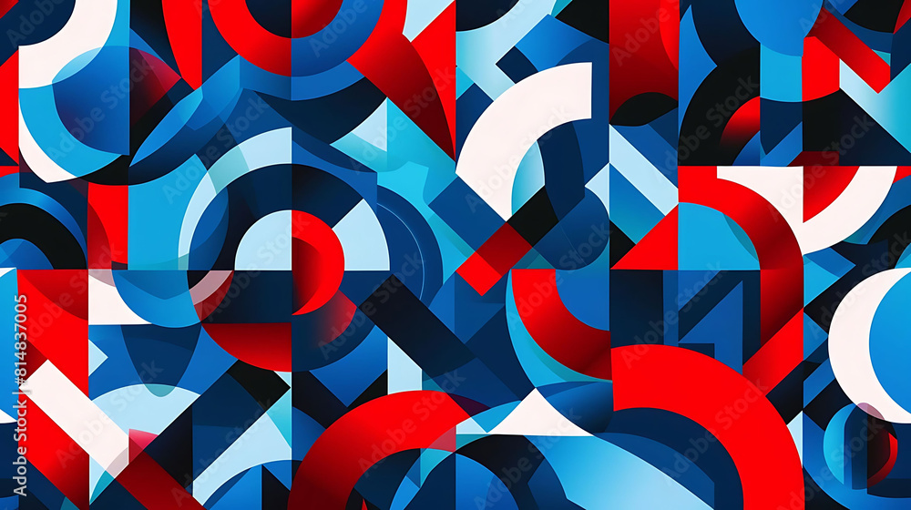Poster abstract geometric pattern with red and blue color combination