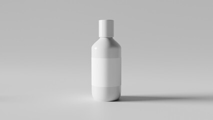 a white bottle with a white cap on a gray surface