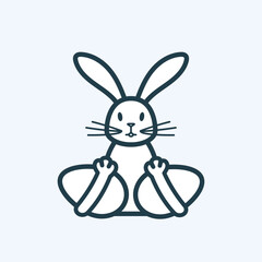 Bunny holding Easter eggs in its paws line icon. Cute animal with big ears pictogram. Editable stroke. Easter celebration concept, egg hunt. For greeting card, decoration, web design, logo element