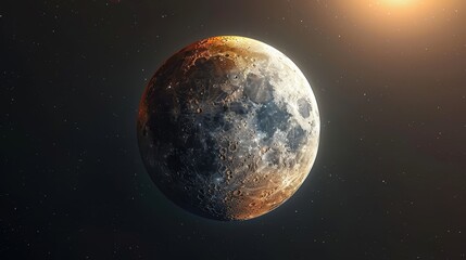 Obraz premium Lunar eclipse depicted with eerie glow and shadow