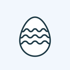 Minimalist Easter egg pictogram. Traditional food symbol decorated with waves. Geometric style. Web page, label, mobile app element. Isolated vector illustration