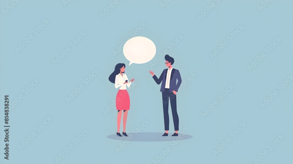 Poster businesspeople conversing and collaborating in office setting