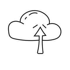 Cloud storage doodle .Vector isolated on white background