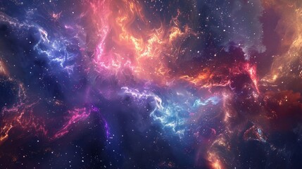 Fototapeta premium Vibrant nebulae in a shimmering galaxy