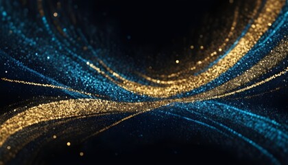 background of abstract glitter lights. gold, blue and black. de focused