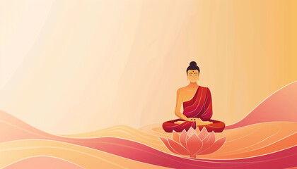 Meditating Buddha statue illustration - ai generative