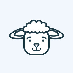 Cute lamb, goat face icon. Linear pictogram with editable stroke. Baby animal head. Flat vector illustration for your design, web page, mobile app, logo idea. Domestic animals, farming concept
