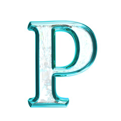 Ice symbol in a turquoise  frame. letter p