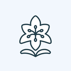 Lily flower line design. Flat symbol for floral store, flower delivery, cosmetic brands, spa salons, beauty business. Web and mobile pictogram with editable stroke. Isolated vector illustration