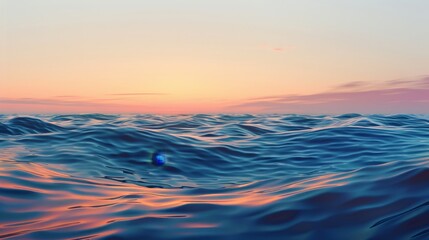 Obraz premium Tranquil seascape with rippling waves reflecting gradient sky suggesting peace
